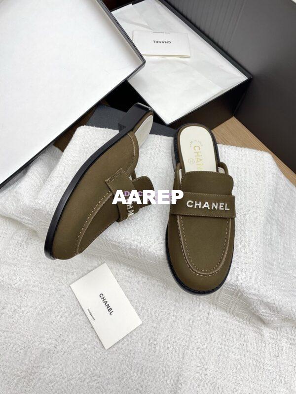 Replica Chanel 25SS Logo Rhinestones Calfskin Mules G37432 2