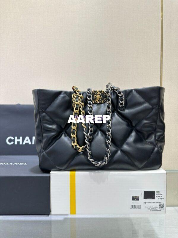 Replica Chanel 19 Bag Lambskin Shopping Bag AS3660 Black