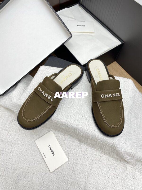 Replica Chanel 25SS Logo Rhinestones Calfskin Mules G37432 5