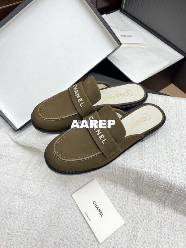 Replica Chanel 25SS Logo Rhinestones Calfskin Mules G37432 7