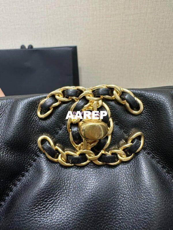 Replica Chanel 19 Bag Lambskin Shopping Bag AS3660 Black 6