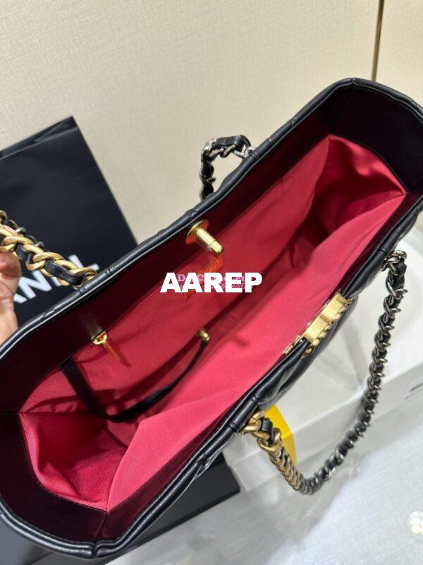 Replica Chanel 19 Bag Lambskin Shopping Bag AS3660 Black 7
