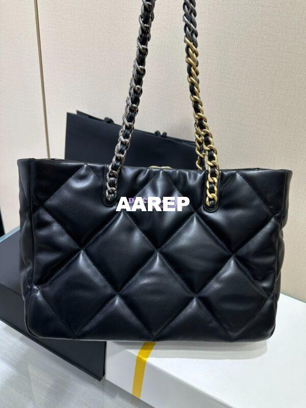 Replica Chanel 19 Bag Lambskin Shopping Bag AS3660 Black 12