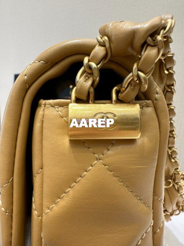 Replica Chanel 24FW Aged Calfskin Flap Chain Bag AS4423 Beige 5