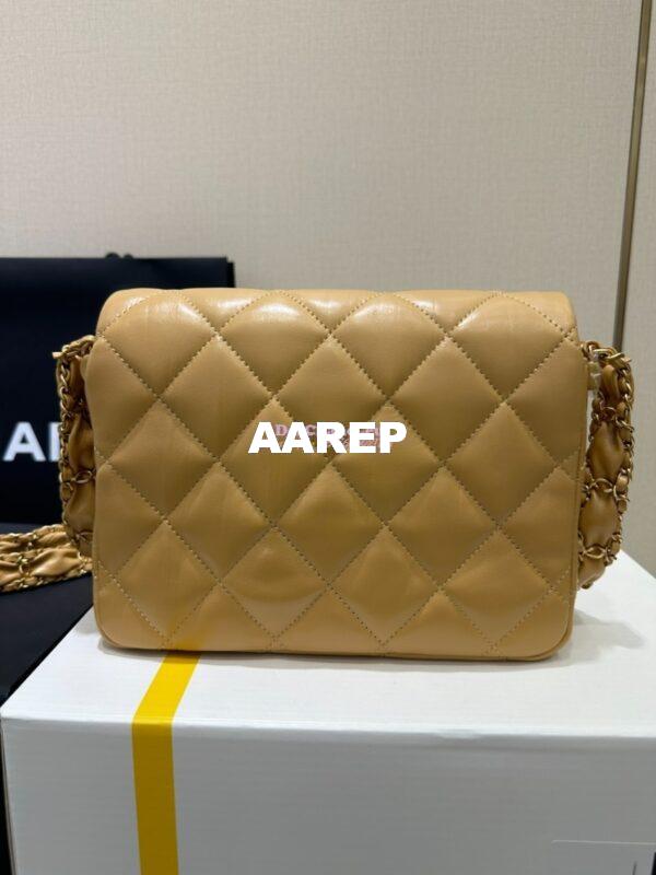 Replica Chanel 24FW Aged Calfskin Flap Chain Bag AS4423 Beige 12