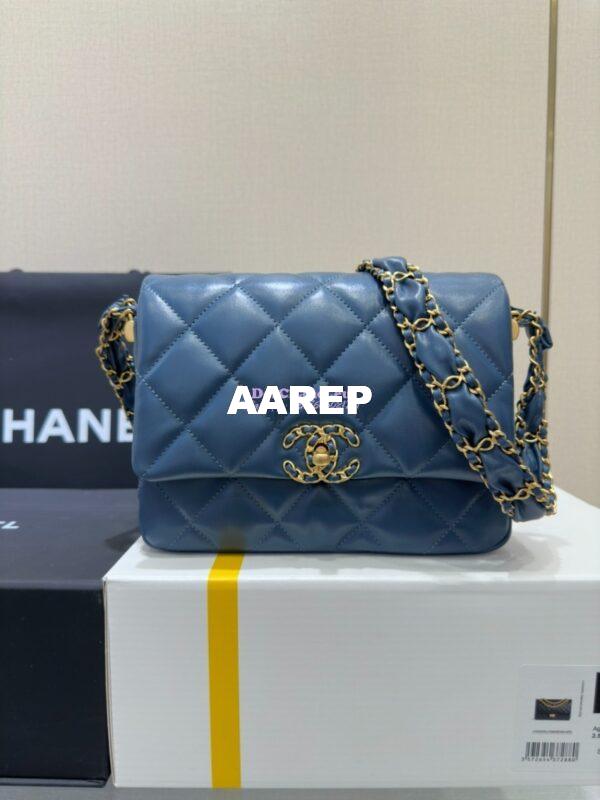 Replica Chanel 24FW Aged Calfskin Flap Chain Bag AS4423 Denim