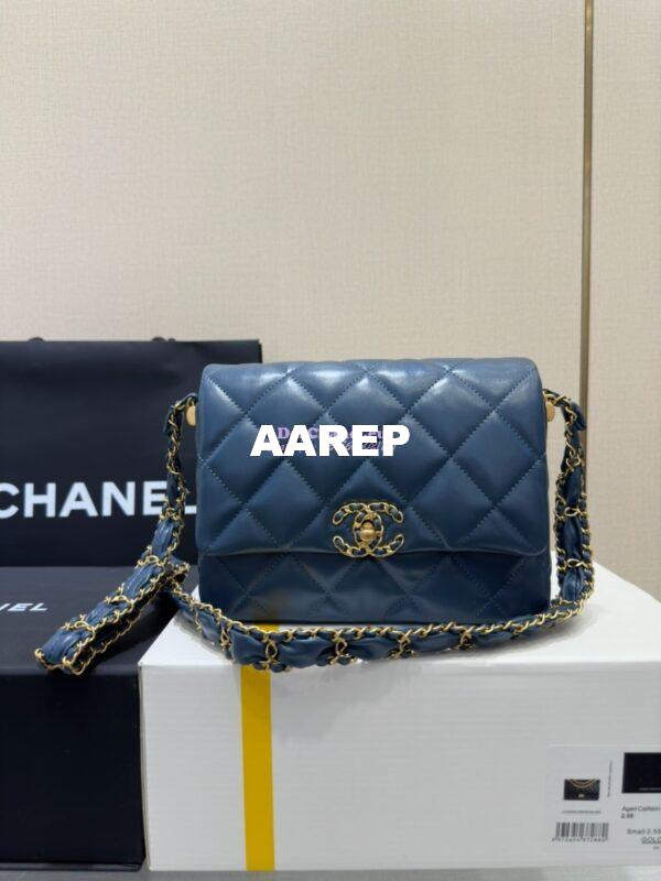 Replica Chanel 24FW Aged Calfskin Flap Chain Bag AS4423 Denim 2