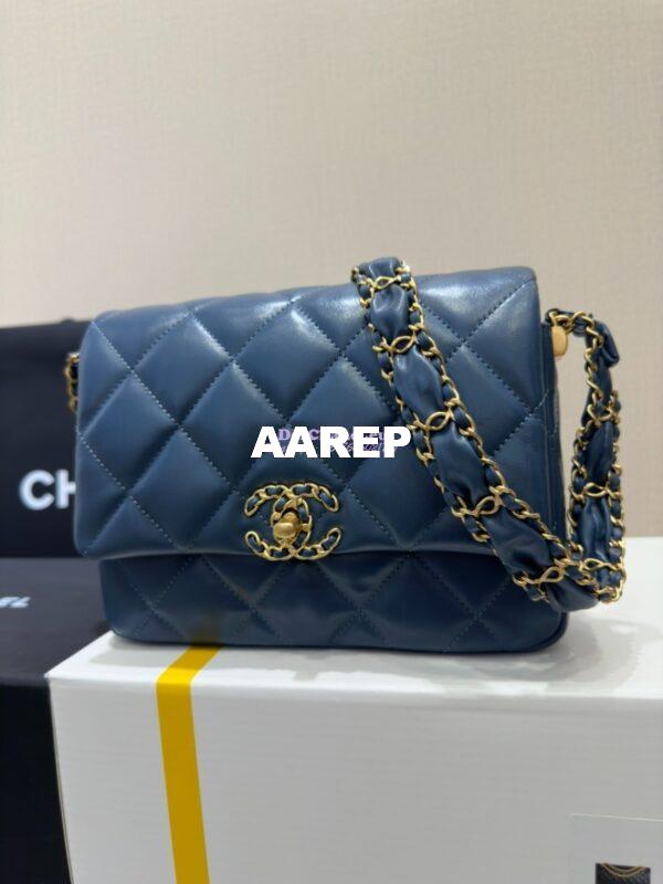 Replica Chanel 24FW Aged Calfskin Flap Chain Bag AS4423 Denim 4