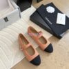 Replica CHANEL 25SS Mary Jane Fabric & Grosgrain G46467 White Black 2