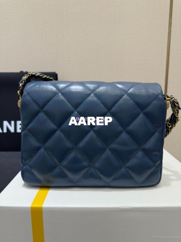 Replica Chanel 24FW Aged Calfskin Flap Chain Bag AS4423 Denim 13