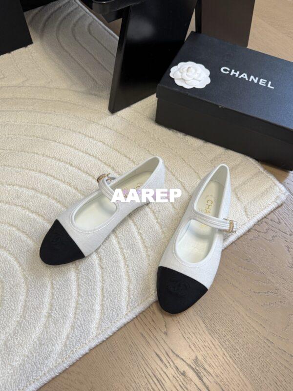 Replica CHANEL 25SS Mary Jane Fabric & Grosgrain G46467 White Black 4