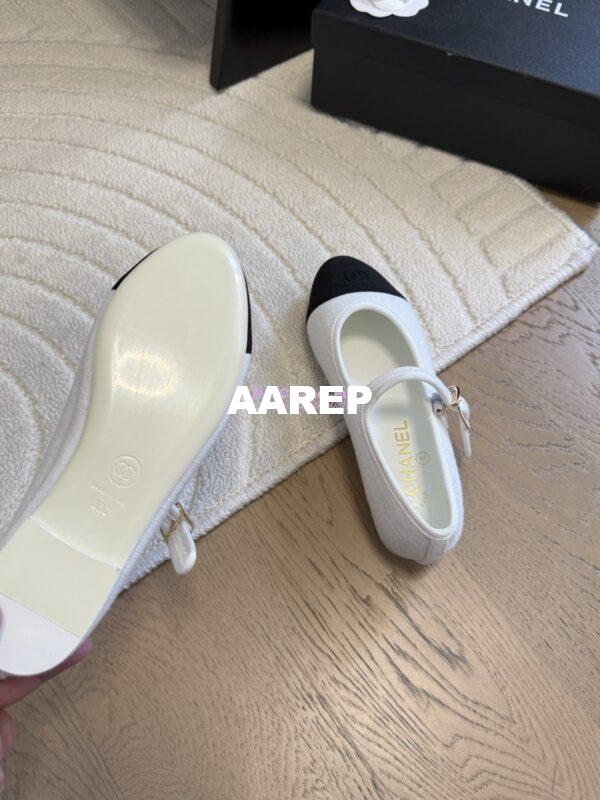 Replica CHANEL 25SS Mary Jane Fabric & Grosgrain G46467 White Black 7