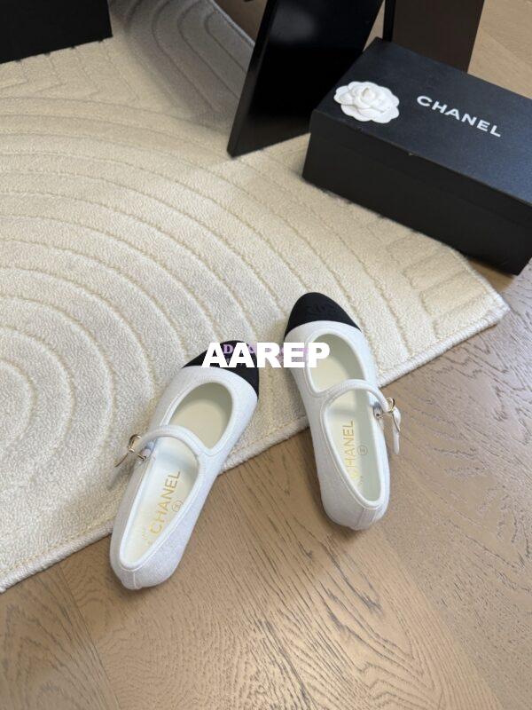 Replica CHANEL 25SS Mary Jane Fabric & Grosgrain G46467 White Black 8