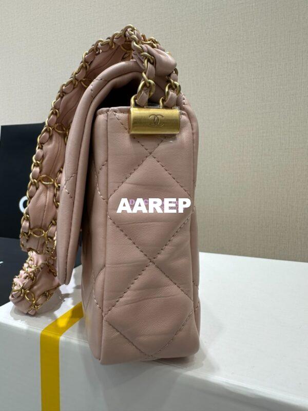 Replica Chanel 24FW Aged Calfskin Flap Chain Bag AS4423 LightPink 8