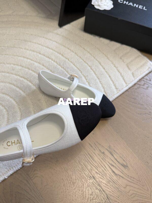 Replica CHANEL 25SS Mary Jane Fabric & Grosgrain G46467 White Black 10