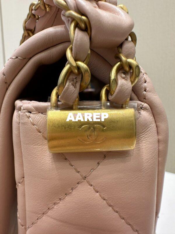 Replica Chanel 24FW Aged Calfskin Flap Chain Bag AS4423 LightPink 9