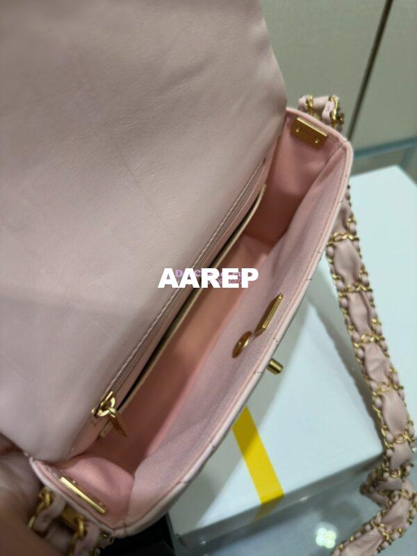 Replica Chanel 24FW Aged Calfskin Flap Chain Bag AS4423 LightPink 12