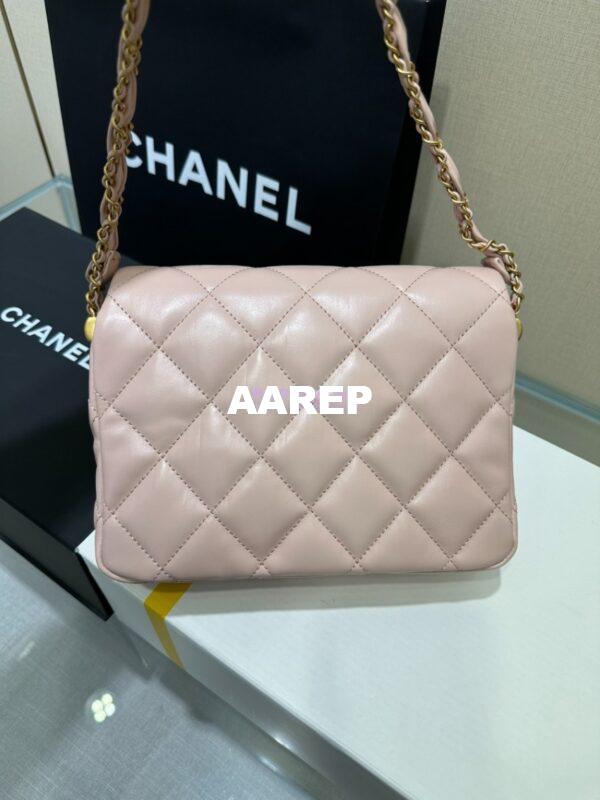 Replica Chanel 24FW Aged Calfskin Flap Chain Bag AS4423 LightPink 13