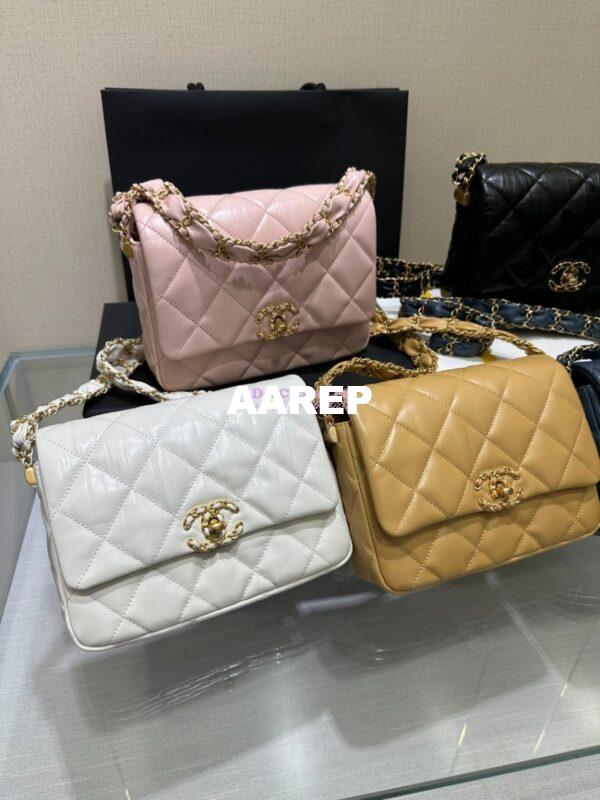 Replica Chanel 24FW Aged Calfskin Flap Chain Bag AS4423 White