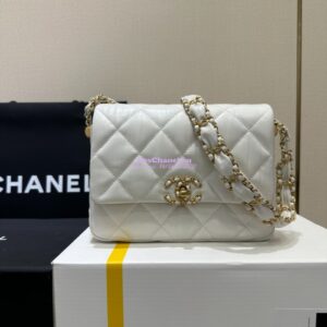 Replica Chanel 24FW Aged Calfskin Flap Chain Bag AS4423 White 2