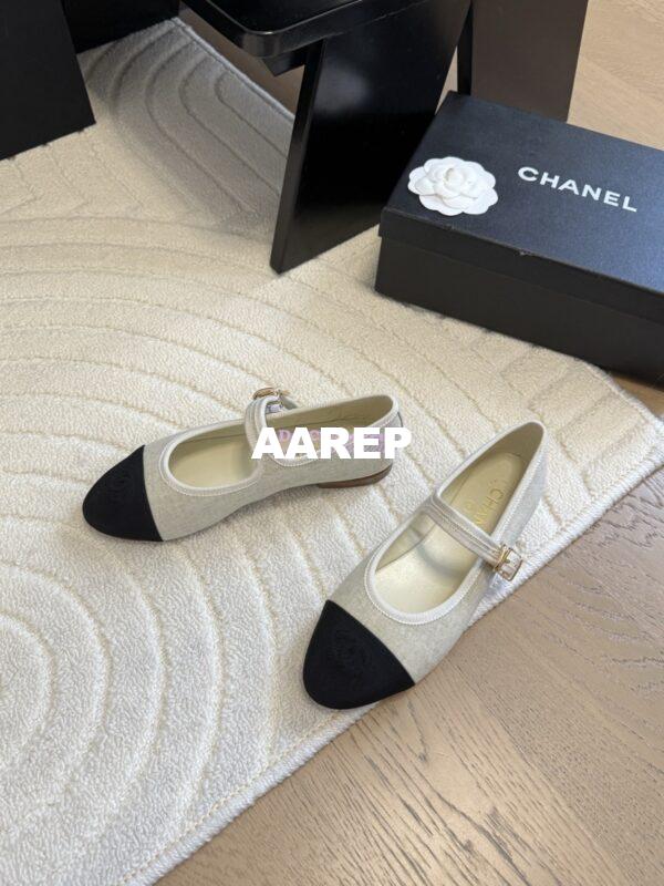 Replica Chanel 25SS Mary Jane Fabric & Grosgrain G46467 Ivory Black 4