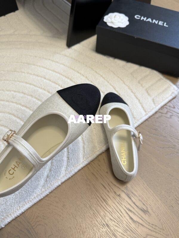 Replica Chanel 25SS Mary Jane Fabric & Grosgrain G46467 Ivory Black 5