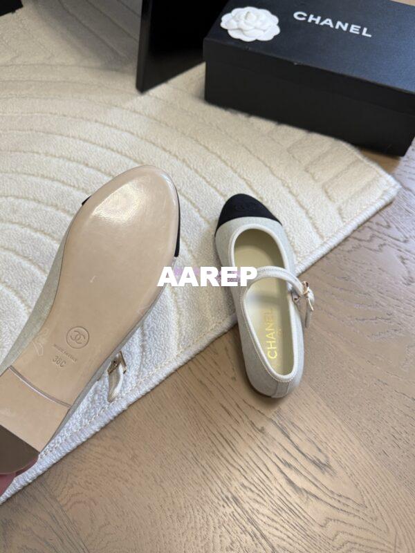 Replica Chanel 25SS Mary Jane Fabric & Grosgrain G46467 Ivory Black 6