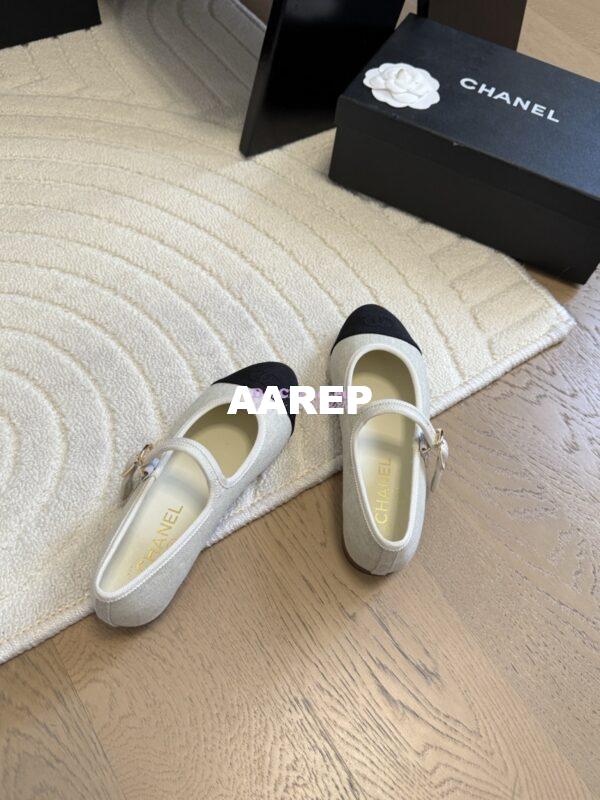 Replica Chanel 25SS Mary Jane Fabric & Grosgrain G46467 Ivory Black 7
