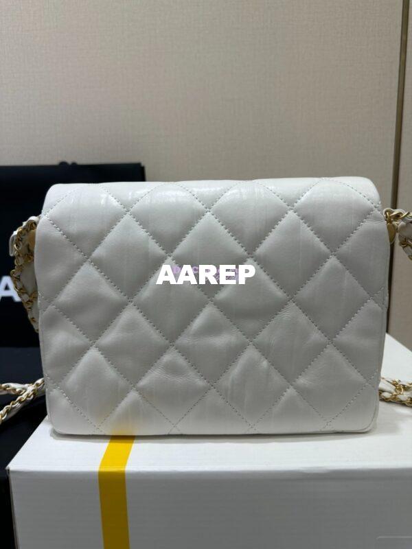 Replica Chanel 24FW Aged Calfskin Flap Chain Bag AS4423 White 8