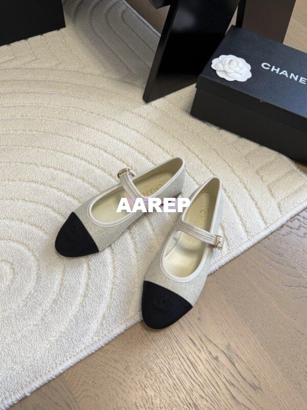 Replica Chanel 25SS Mary Jane Fabric & Grosgrain G46467 Ivory Black 8
