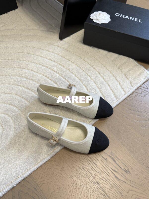 Replica Chanel 25SS Mary Jane Fabric & Grosgrain G46467 Ivory Black 9