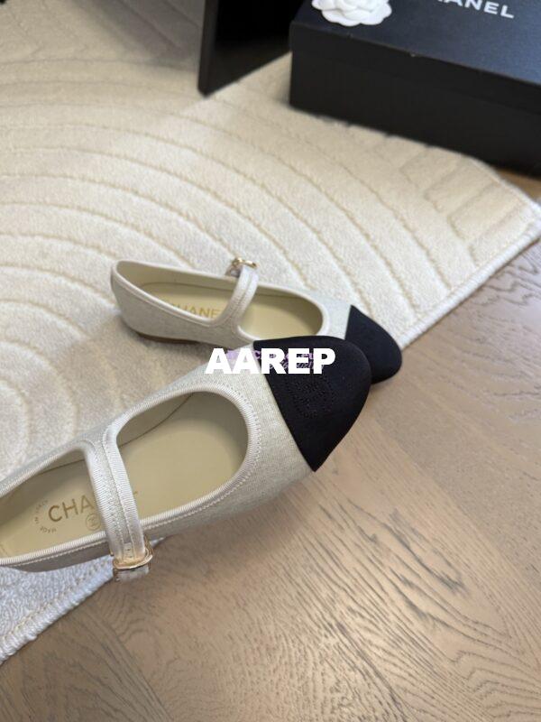 Replica Chanel 25SS Mary Jane Fabric & Grosgrain G46467 Ivory Black 10