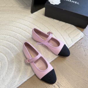 Replica CHANEL 25SS Mary Jane Fabric & Grosgrain G46467 Pink