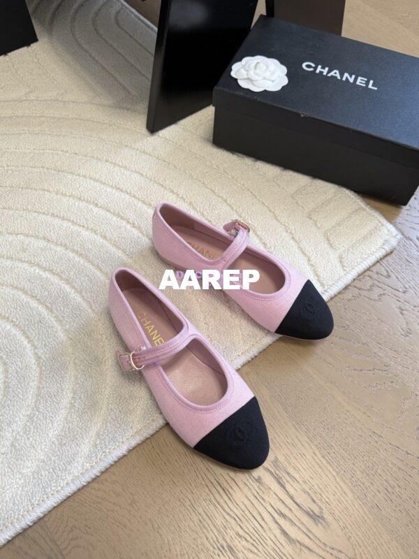 Replica CHANEL 25SS Mary Jane Fabric & Grosgrain G46467 Pink
