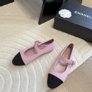 Replica CHANEL 25SS Mary Jane Fabric & Grosgrain G46467 Pink 2