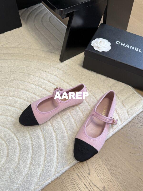 Replica CHANEL 25SS Mary Jane Fabric & Grosgrain G46467 Pink 2