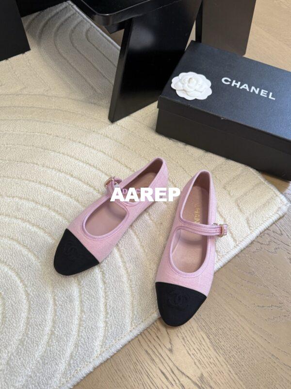 Replica CHANEL 25SS Mary Jane Fabric & Grosgrain G46467 Pink 3