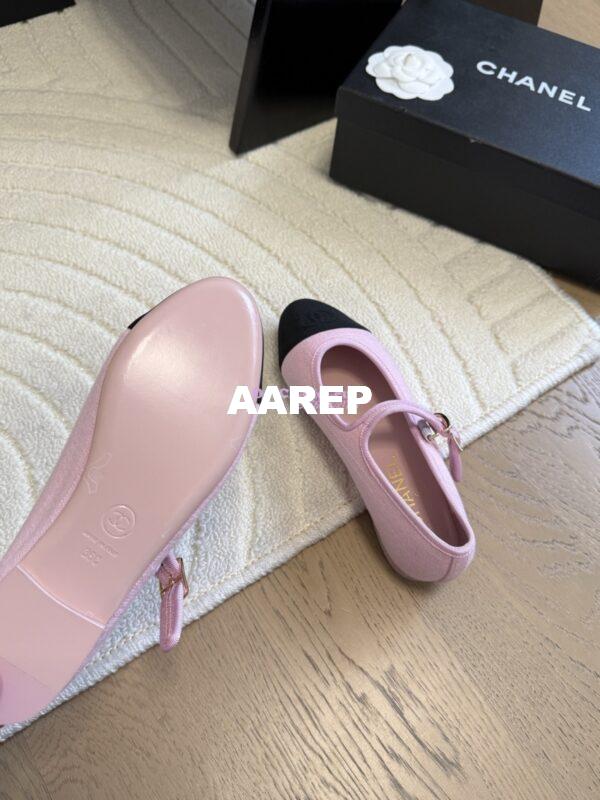 Replica CHANEL 25SS Mary Jane Fabric & Grosgrain G46467 Pink 5