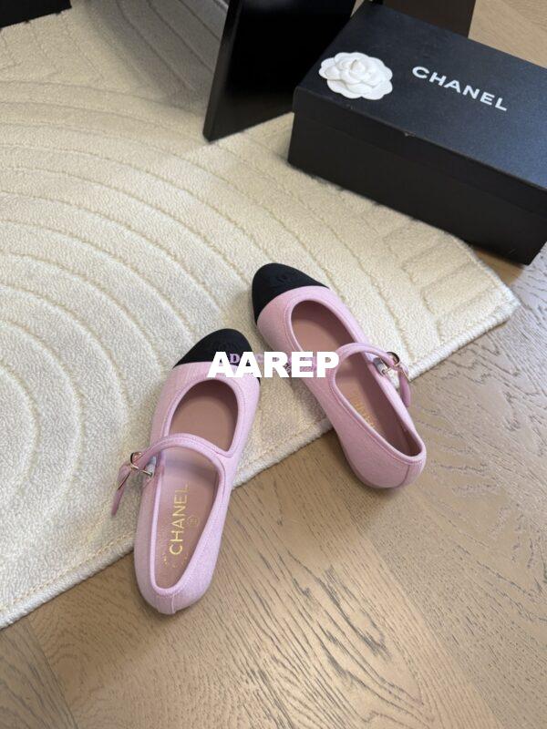 Replica CHANEL 25SS Mary Jane Fabric & Grosgrain G46467 Pink 6