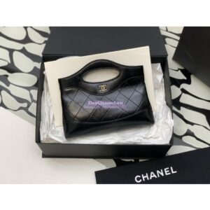 Replica Chanel 31 Mini Shopping Bag Chain Clutch Shiny Crumpled Calfskin & Gold-Tone Metal AS3656 Black 2