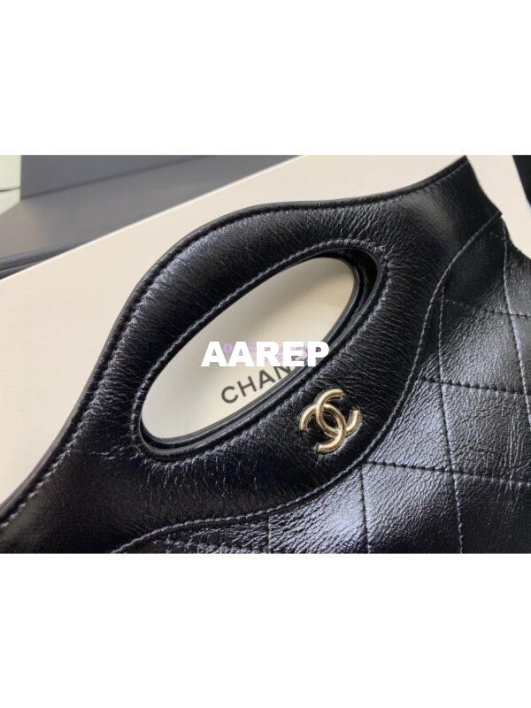 Replica Chanel 31 Mini Shopping Bag Chain Clutch Shiny Crumpled Calfskin & Gold-Tone Metal AS3656 Black 3