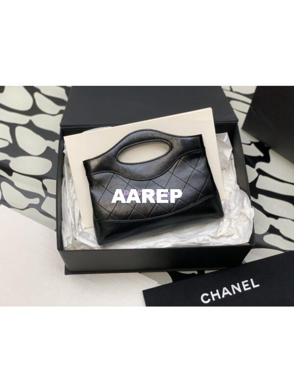Replica Chanel 31 Mini Shopping Bag Chain Clutch Shiny Crumpled Calfskin & Gold-Tone Metal AS3656 Black 5