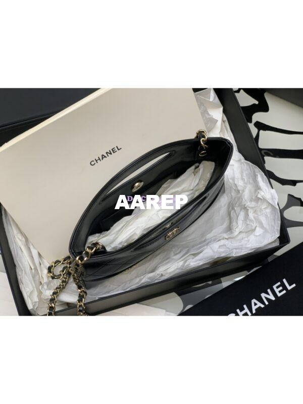 Replica Chanel 31 Mini Shopping Bag Chain Clutch Shiny Crumpled Calfskin & Gold-Tone Metal AS3656 Black 7