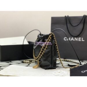 Replica Chanel Mini 22 Handbag Shiny Grained Calfskin Lacquered & Gold Metal AS3980 Black 2
