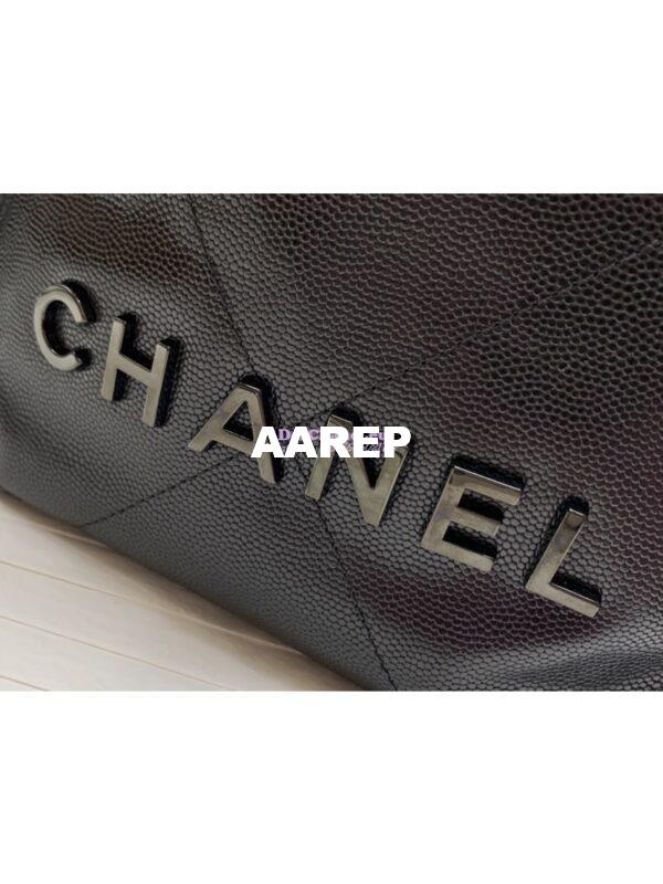 Replica Chanel Mini 22 Handbag Shiny Grained Calfskin Lacquered & Gold Metal AS3980 Black 5