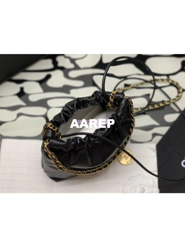 Replica Chanel Mini 22 Handbag Shiny Grained Calfskin Lacquered & Gold Metal AS3980 Black 7