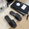 Replica Chanel Vintage CC Quilted Cambon Slide Sandals in Black Leather