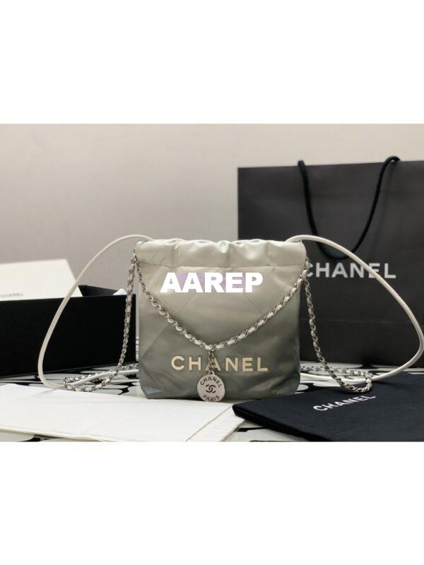 Replica Chanel Mini 22 Handbag Metallic Shaded Calfskin & Silver Metal AS3980 White Silver 2