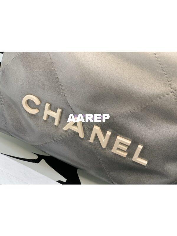 Replica Chanel Mini 22 Handbag Metallic Shaded Calfskin & Silver Metal AS3980 White Silver 4