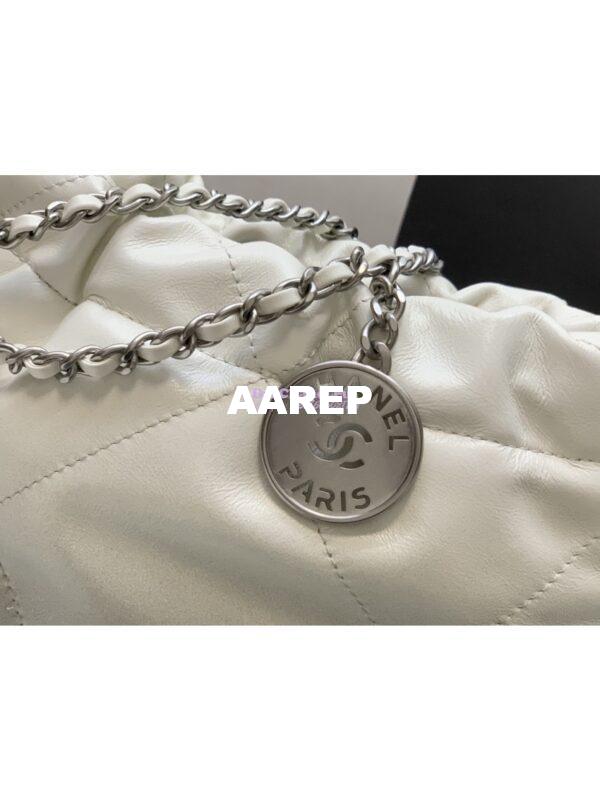 Replica Chanel Mini 22 Handbag Metallic Shaded Calfskin & Silver Metal AS3980 White Silver 5